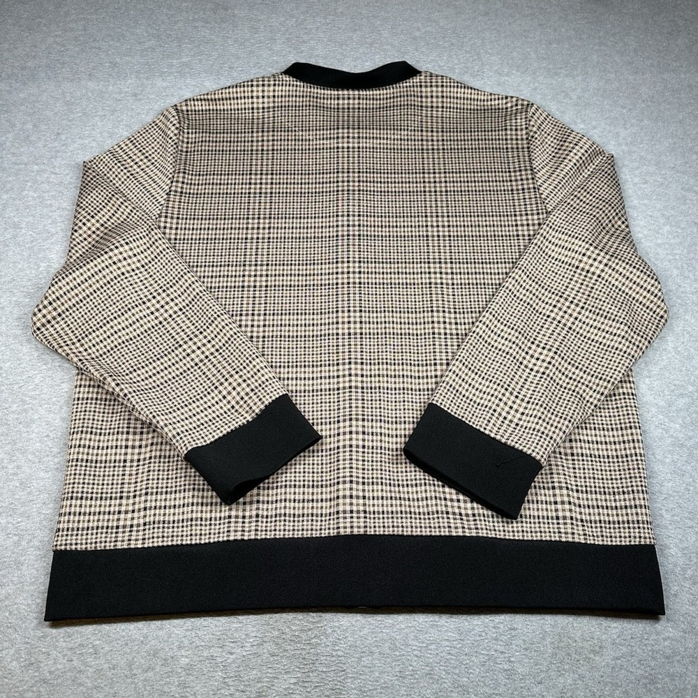 H&M Men's XL Zip-Front Checked Bomber Jacket Beige/Black‎ Trim, Street Casual - Picture 5 of 5